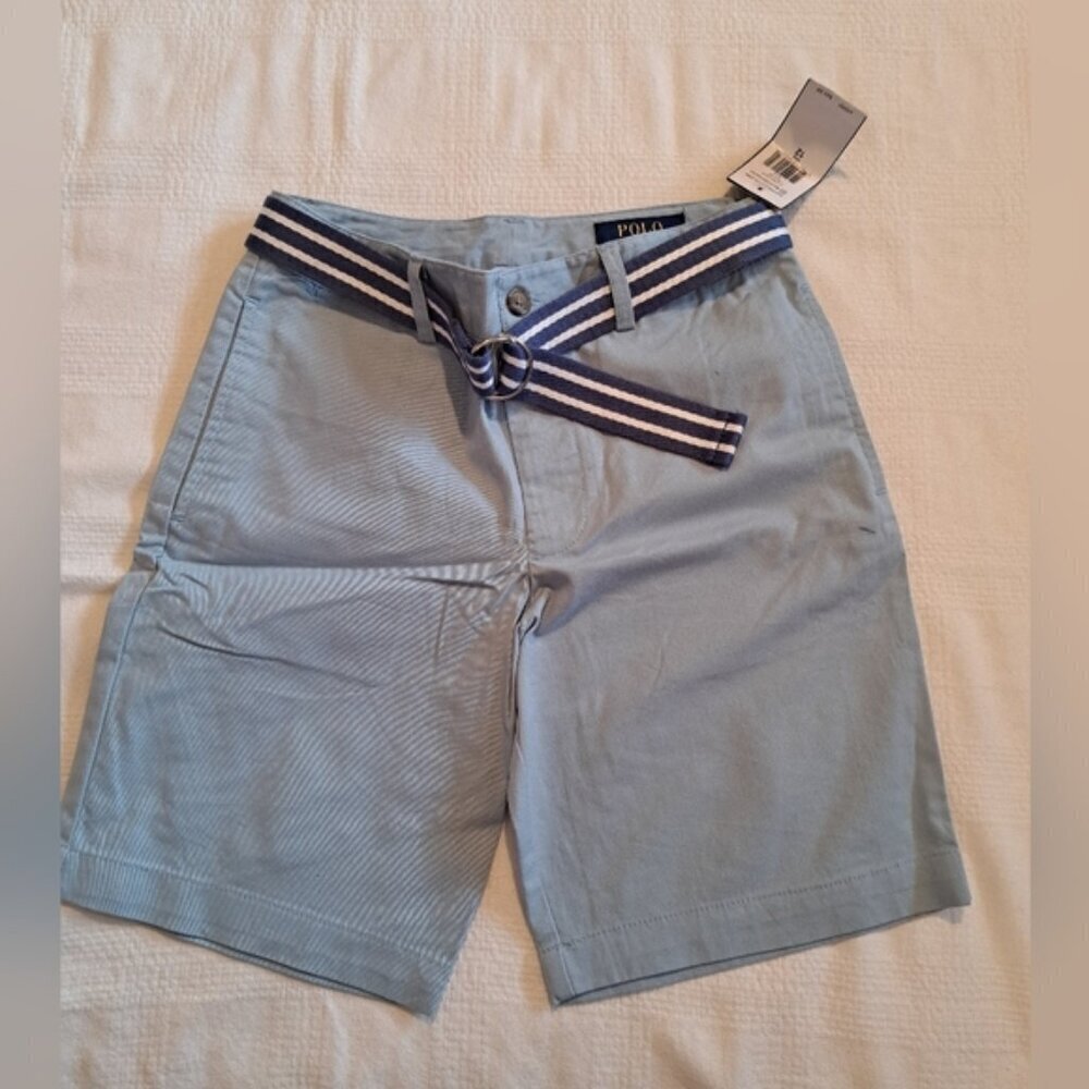 Polo Ralph Lauren boys size 12 light blue belted shorts, NWT